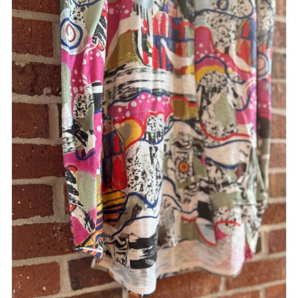 Inoah Sleeveless Midi Dress Abstract Art Print Size L Made in USA - Picture 9 of 9